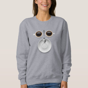 Moletom Café Rosto Dois Copos de Café a Saucer e Colher