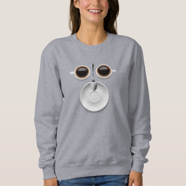 Moletom Café Rosto Dois Copos de Café a Saucer e Colher (Frente)
