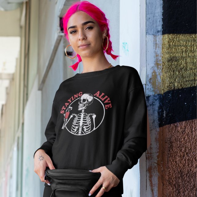 Moletom Café Skeleton Halloween Permanecendo Vivo (Criador carregado)