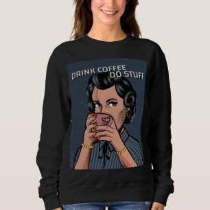 MOLETOM CAFÉ T-SHIRTS DA MULHER RETRO ENGRAÇADA