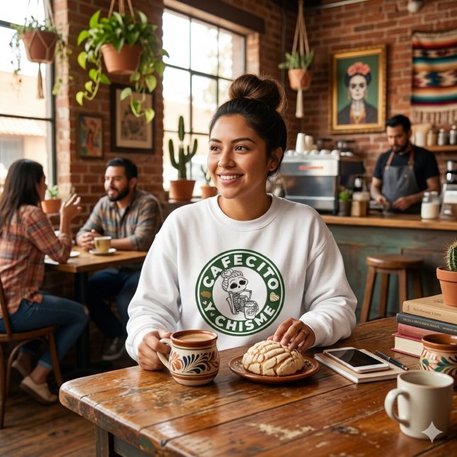 Moletom Cafecito y Chisme Pan dulce Mexicano (Cafecito y Chisme Pan dulce Mexican Sweatshirt)