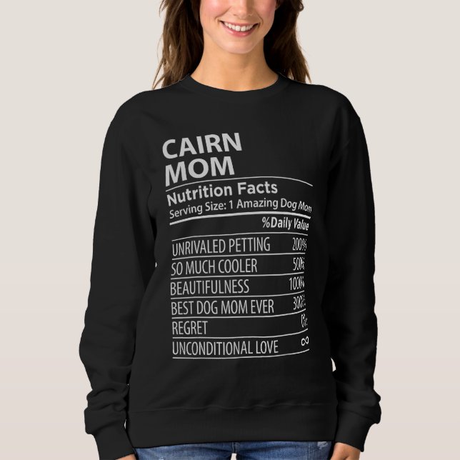 Moletom Cairn Mom Nutrition Facts  Cairn Dog Owner (Frente)