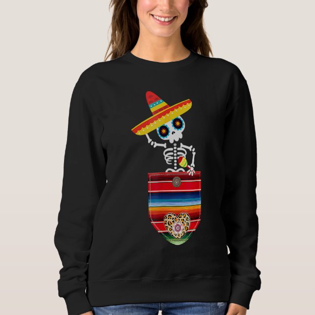 Moletom Calaca Blanket Serape Mexicana Gift Cinco De (Frente)