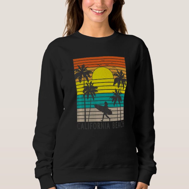 Moletom California Beach Surfer Girl Surfing Surf Palm Tre (Frente)