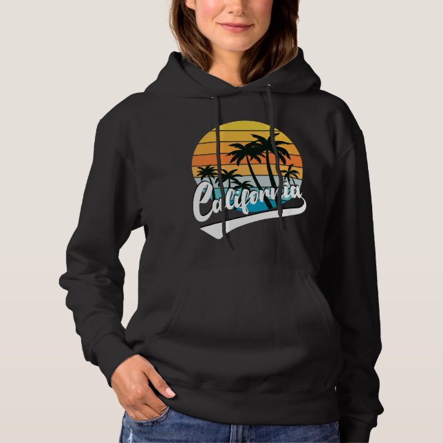 Moletom California Retro Sunset Black Women's Hoodie (Frente)