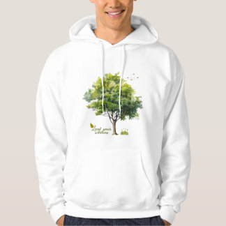Moletom Calm Greens Watercolor Tree Quote