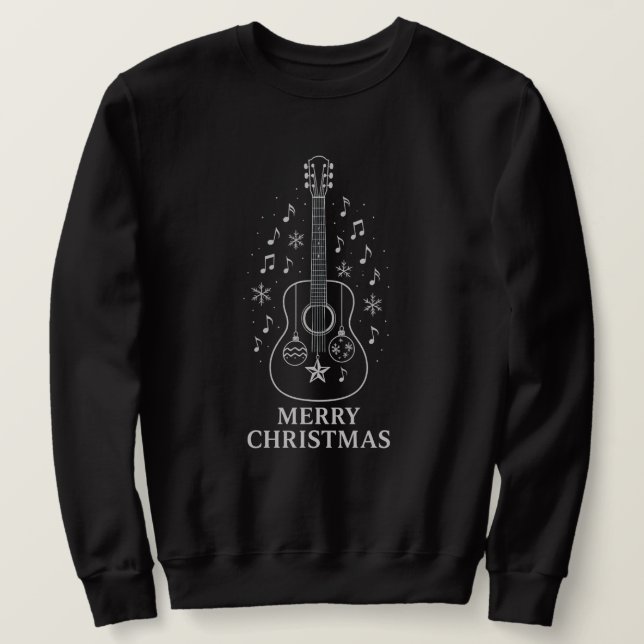 Moletom Calma Harmonia de Natal com Guitarra  (Frente do Design)