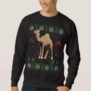 Moletom Camel Christmas Sweater Trees Lights Ornament Veio