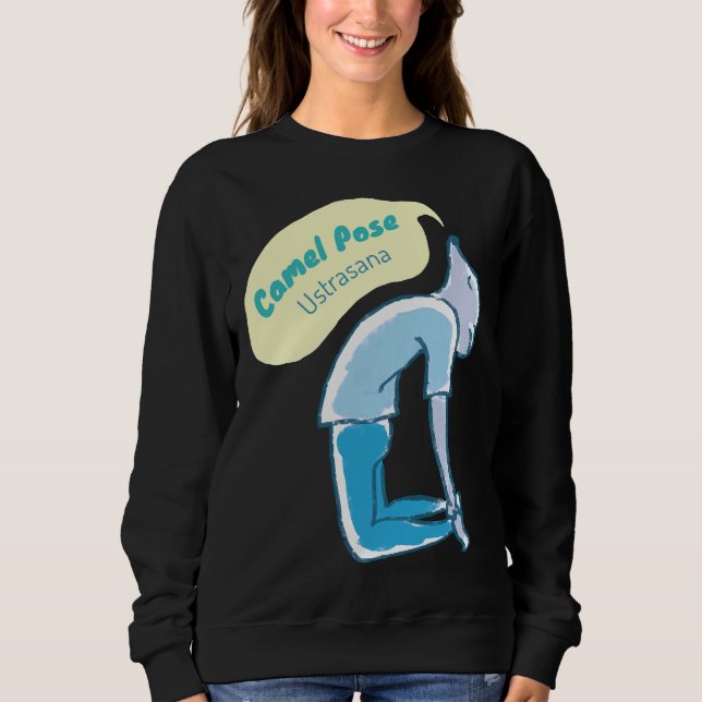 Moletom Camel Pose Yoga Rato Aqua E Azul (Frente)