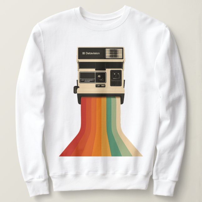 Moletom Câmera Retro com Impressão de Arco-íris (Frente do Design)