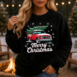 Moletom Caminhão Vermelho Antigo Árvore de Natal Neve