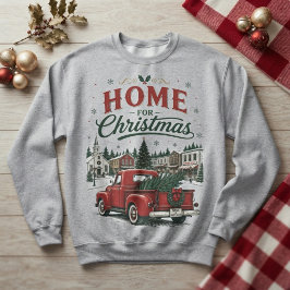 Moletom Caminhão Vermelho Antigo em Casa para o Natal