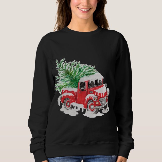 Moletom Caminhão vermelho de fazenda com árvore de natal (Frente)