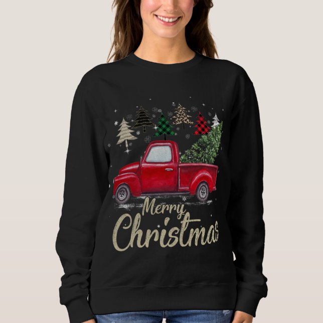 Moletom Caminhão Vermelho De Natal Com Xadrez De Buffalo E (Frente)