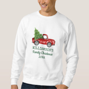 Moletom Caminhão vermelho do vintage do Natal da família