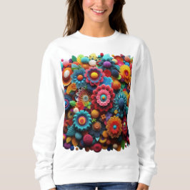 Moletom Camisa-T De Crochet De Multicolores Preenchida