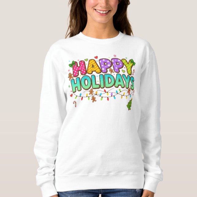 Moletom "Camiseta Colorida de Feliz Natal" (Frente)