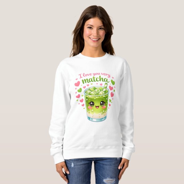 Moletom Camisola Aconchegante Amante de Matcha Fofa (Frente Completa)