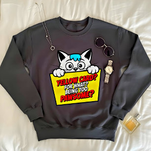 Moletom Camisola Amarela de Cartão para Mulheres Gato Incr