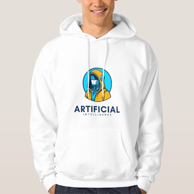 Moletom Camisola Artificial Intelligence Branca para Homen (Frente)