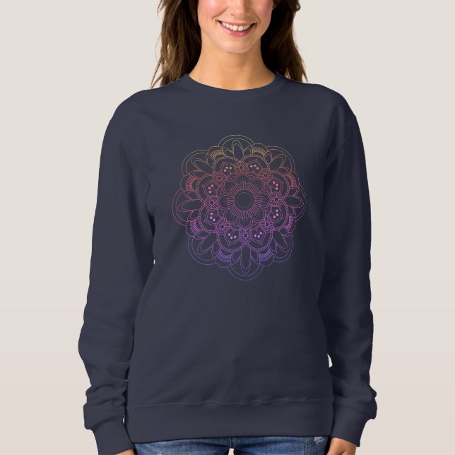 Moletom Camisola azul escura Mandala (Frente)