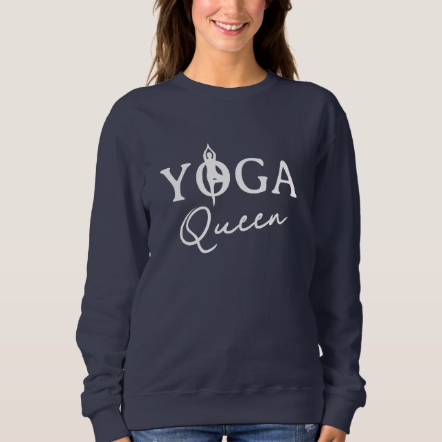 Moletom Camisola azul Yoga Queen com silhueta de pose (Frente)
