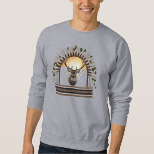 Moletom Camisola Básica de Arte em Tricô de Cervo Boho Rús