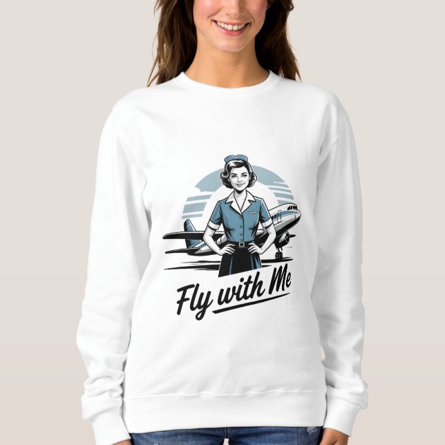 Moletom Camisola Básica Feminina Com Design de Aeromoça Es (Frente)