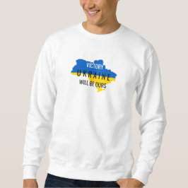Moletom Camisola branca com sobreposição das cores da Ucrâ