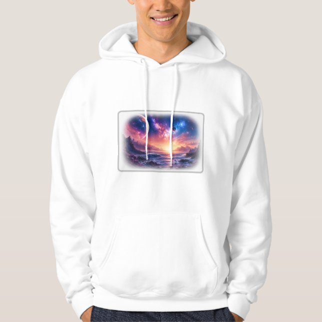Moletom Camisola Branca da Galáxia Horizonte Celestial (Frente)