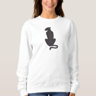 Moletom Camisola branca de mulheres Silhueta de Gato Preto