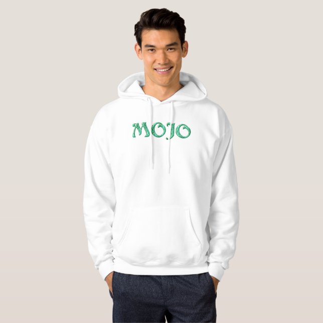 Moletom Camisola com capuz branca para homens Mojo (Frente Completa)