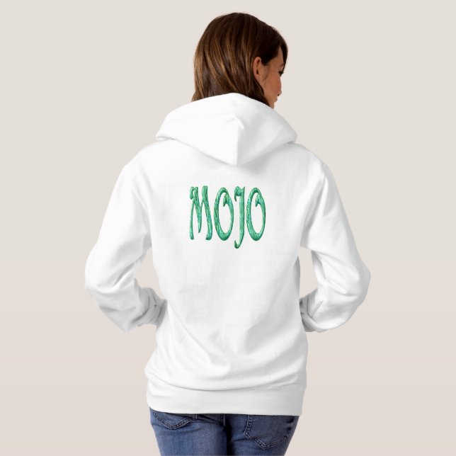Moletom Camisola com capuz branca para mulheres Mojo parte (Parte Traseira Completa)