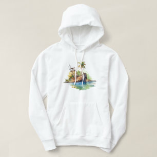 Moletom Camisola com Capuz de Ilha Tropical