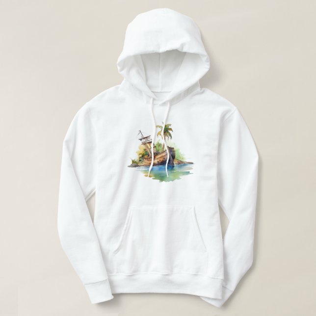 Moletom Camisola com Capuz de Ilha Tropical (Frente do Design)