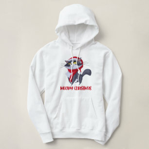 Moletom Camisola com capuz de Natal Feliz Meowy Gato