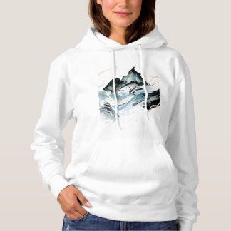 Moletom Camisola com capuz feminina de pintura de montanha