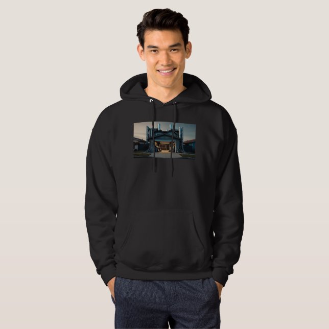 Moletom Camisola com capuz preta para homens Garage Tech U (Frente Completa)