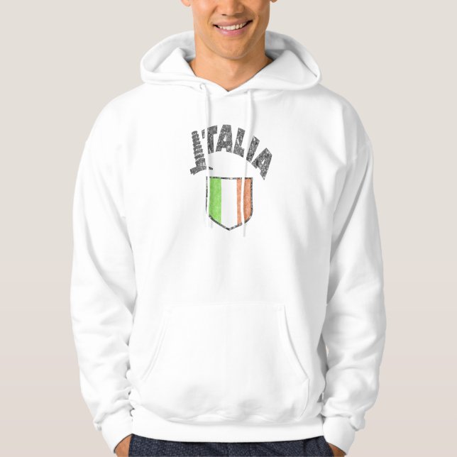 Moletom Camisola com Capuz Vintage Bandeira Italiana (Frente)