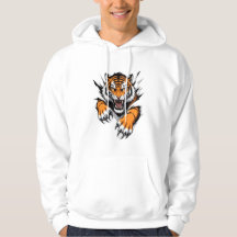 Camisola com Gráfico de Tigre Irritado Rasgado e L