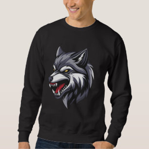 Moletom Camisola com gráfico do lobo zangado para homens