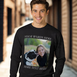 Moletom Camisola de上传 foto com Texto Personalizado