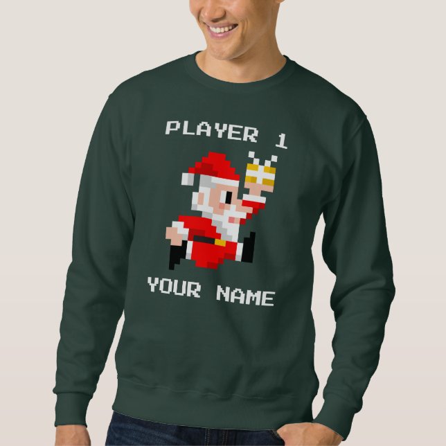 Moletom Camisola de 8 bits personalizada do Natal de Papai (Frente)