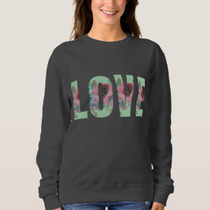 Moletom Camisola de Amor Floral com Cinza Escura