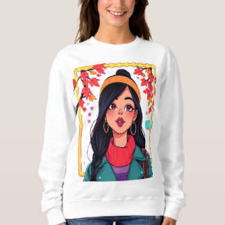 Moletom Camisola de Arte de Garota Estética de Outono Acon