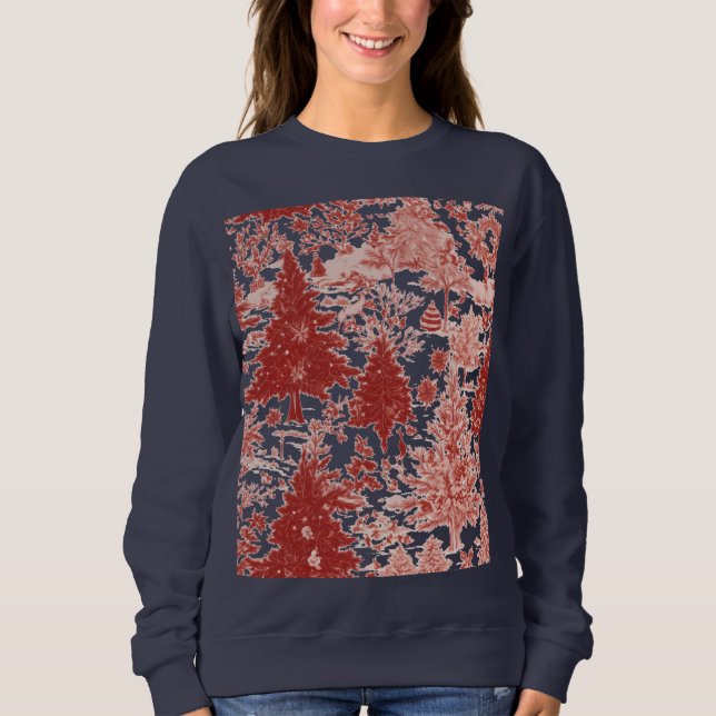 Moletom camisola de árvores de Natal para mulheres (Frente)