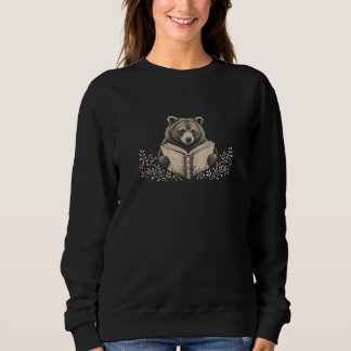 Moletom Camisola de Botânica do Urso de Leitura Vintage