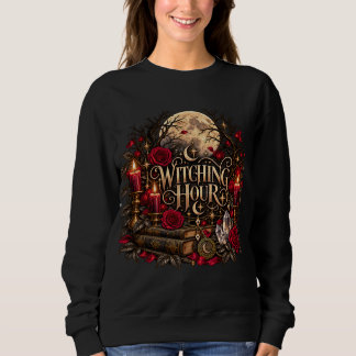 Moletom Camisola de bruxa gótica de Halloween Lua Rosas Br
