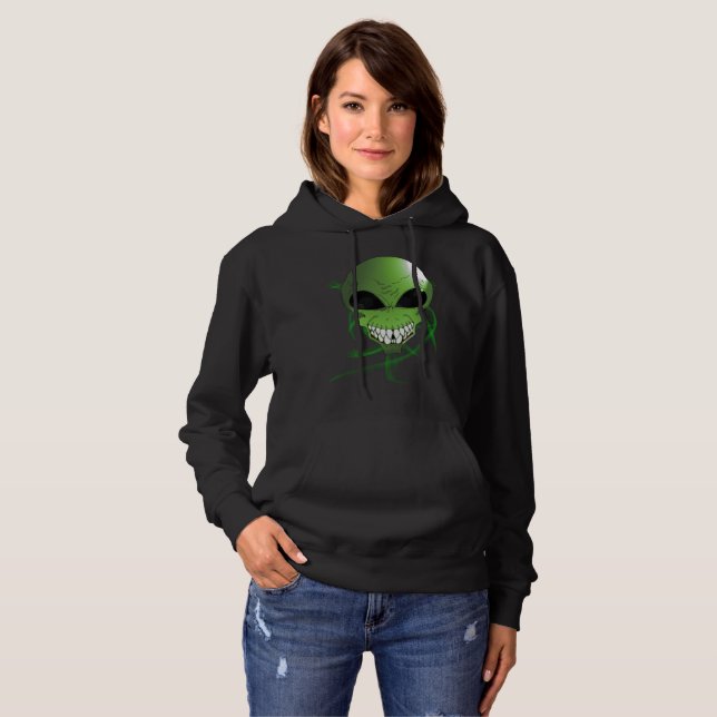 Moletom Camisola de capuz básica, de alienígena verde (Frente Completa)