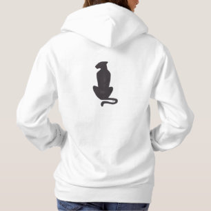 Moletom Camisola de capuz branca com silhueta de gato pret